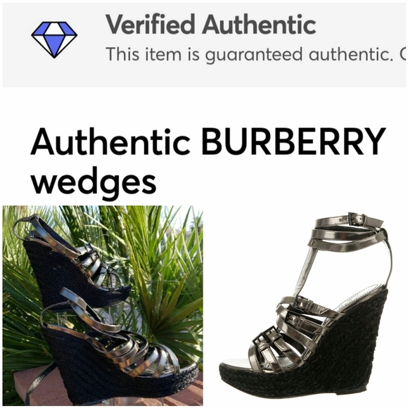 100%  AUTHENTIC BURBERRY WEDGES - Picture 1 of 2